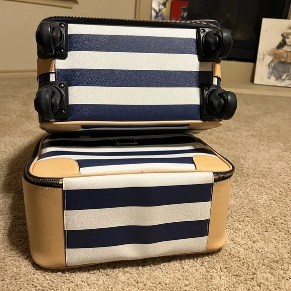 Kate Spade Bon Voyage saffiano leather carry on suitcase and luggage topper set - Picture 10 of 13